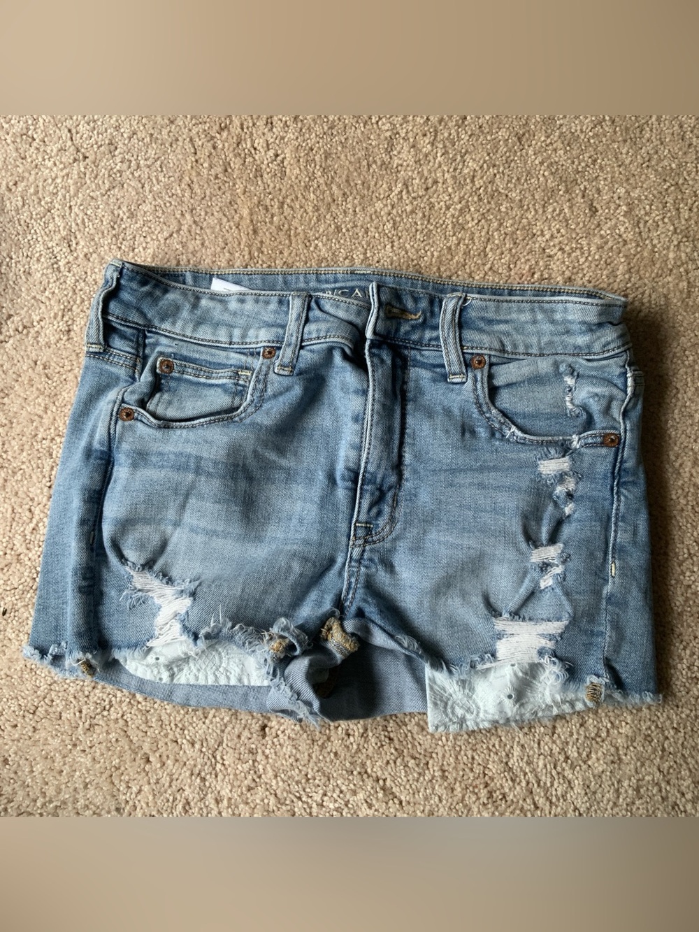 American Eagle Outfitters Light Wash Distressed Jean Shorts